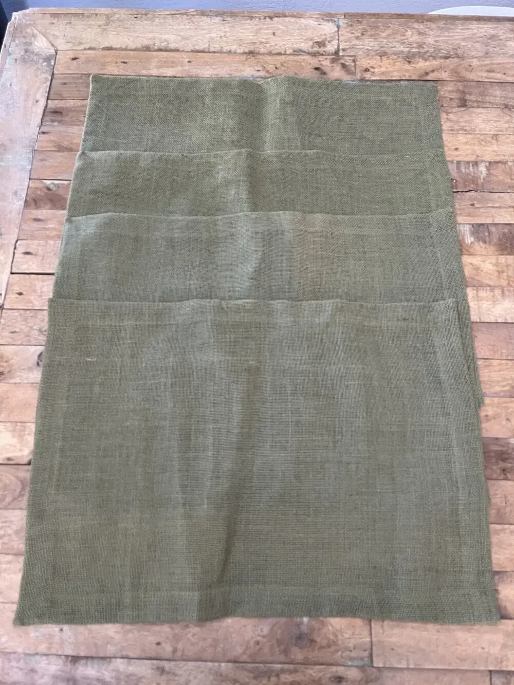 Olive Green Textured Burlap Jute Placemats Set of 4 20